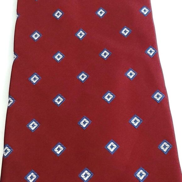 Van Heusen Red Geometric Woven Wide Silk Tie - Picture 2 of 6
